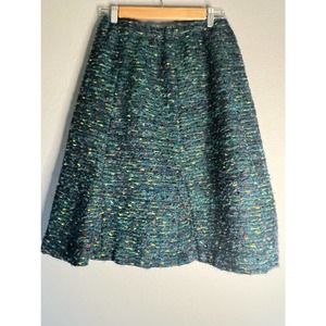 Vintage Linton A-line Skirt Tweed Green and Multicolor speckle